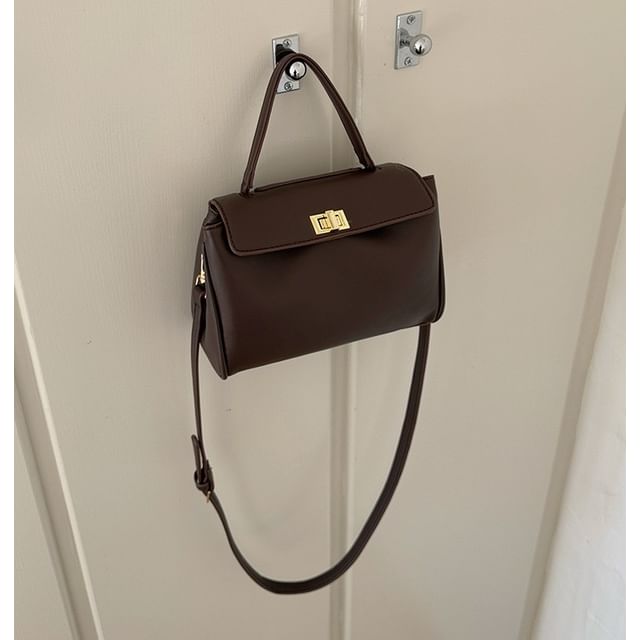 Leather Bag Faux Twist Lock Crossbody