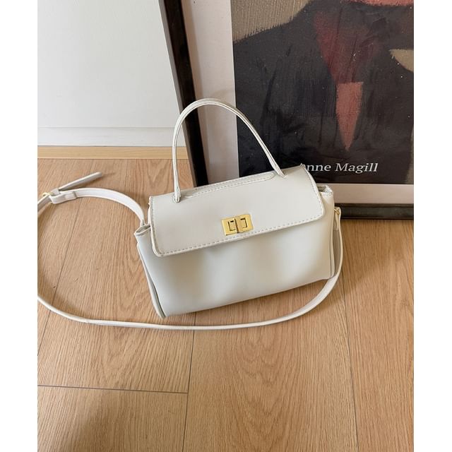 Leather Bag Faux Twist Lock Crossbody