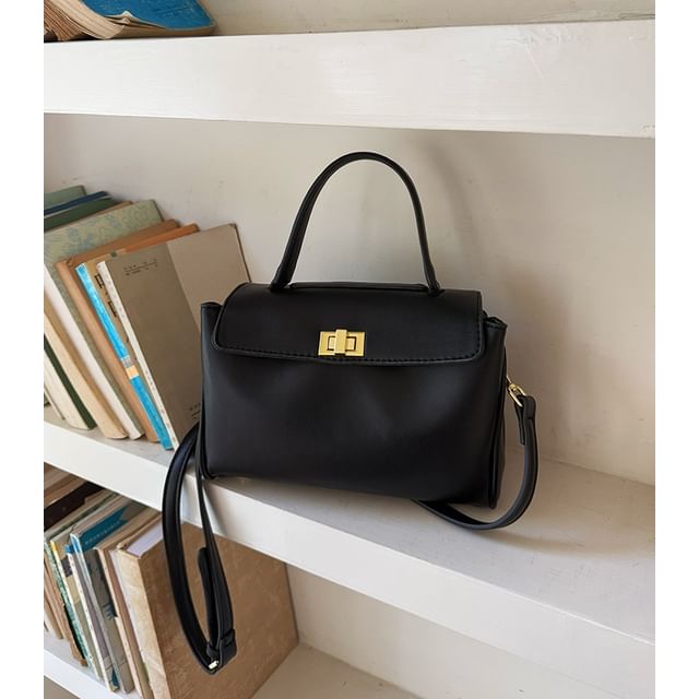 Leather Bag Faux Twist Lock Crossbody