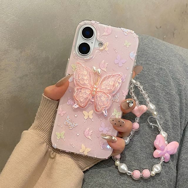 Adhesive Decoration Strap Case / Phone Butterfly Set