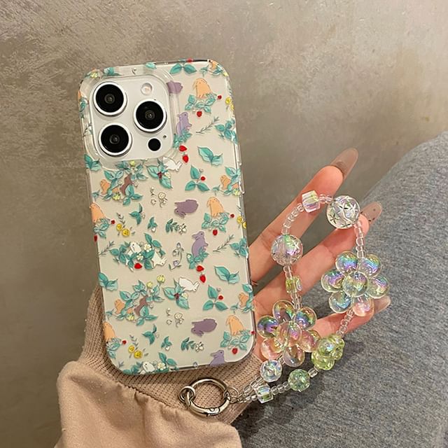 Rabbit Strap Phone Case Floral Set /