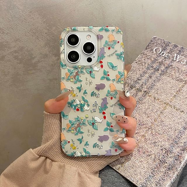 Rabbit Strap Phone Case Floral Set /