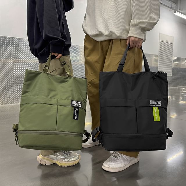 Applique Backpack Panel Nylon Tote