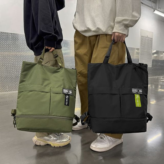 Applique Backpack Panel Nylon Tote