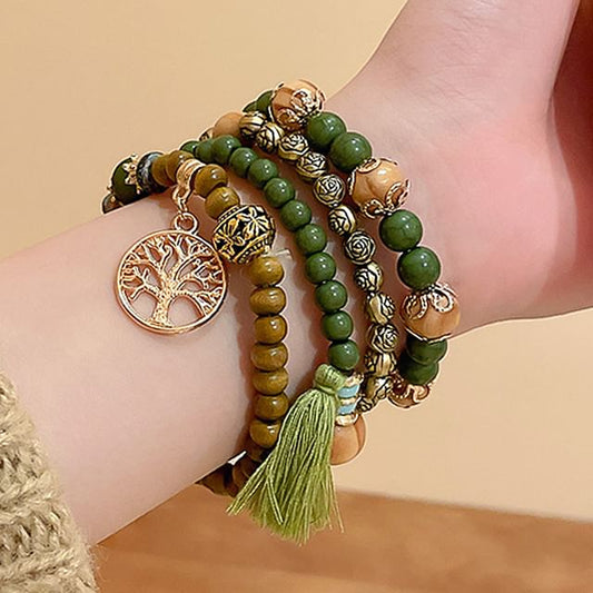 Bracelet Designs) Bead / (Various Faux Gemstone Wooden Set Tassel