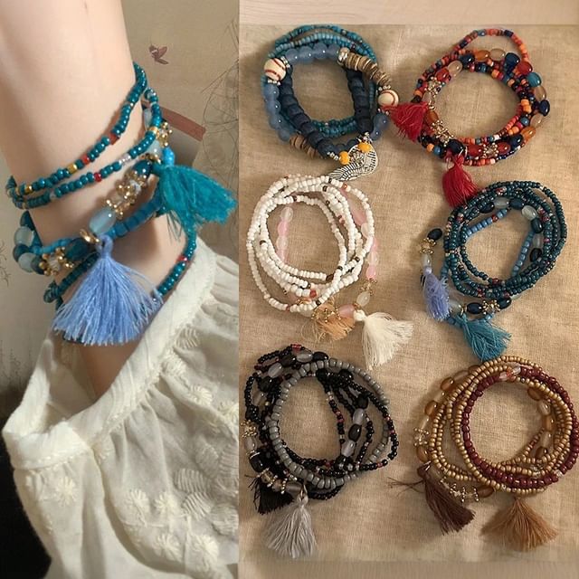 (Various Bead Designs) Tassel Bracelet