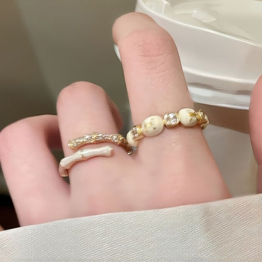 Designs) Embellished Open Ring (Various Glaze Alloy