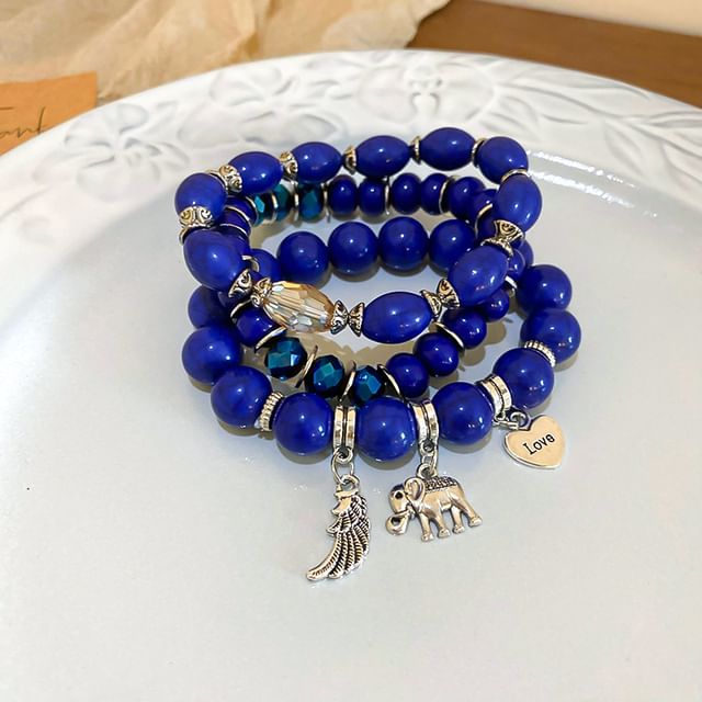 Bracelet Designs) Bead / (Various Faux Gemstone Wooden Set Tassel