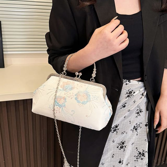 Embroidered Bag Floral Kiss Crossbody Lock