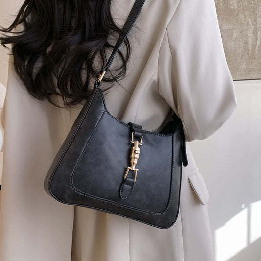 Leather Faux Buckled Bag Crossbody