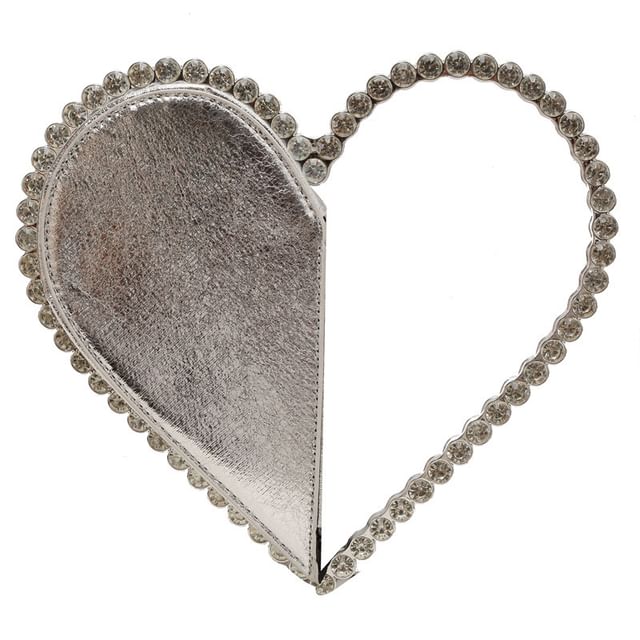 Hand Heart Rhinestone Velvet Bag