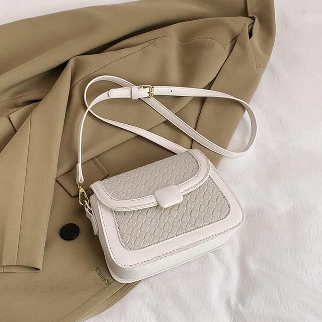 Crossbody Woven Bag Flap Faux Leather