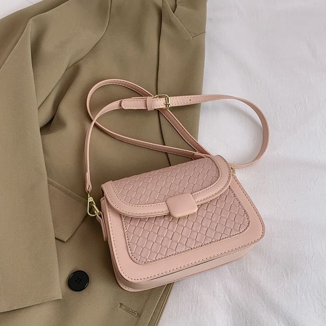 Crossbody Woven Bag Flap Faux Leather
