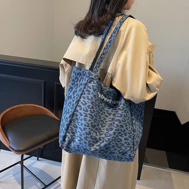 Leopard Tote Bag Print Denim
