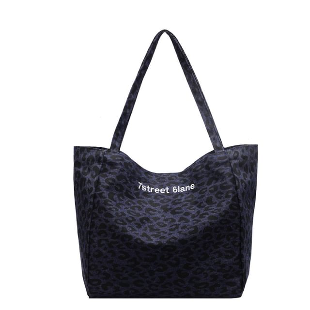 Leopard Tote Bag Print Denim