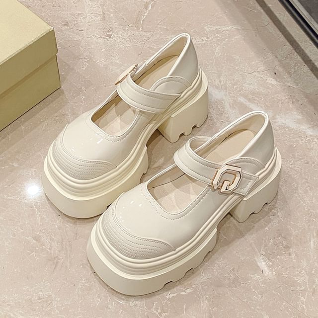 Jane Platform Leather Mary Plain Patent Shoes