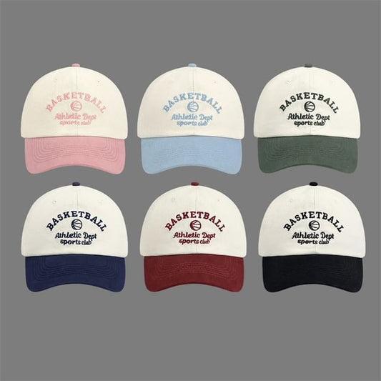 Letter Embroidered Cap Two-Tone