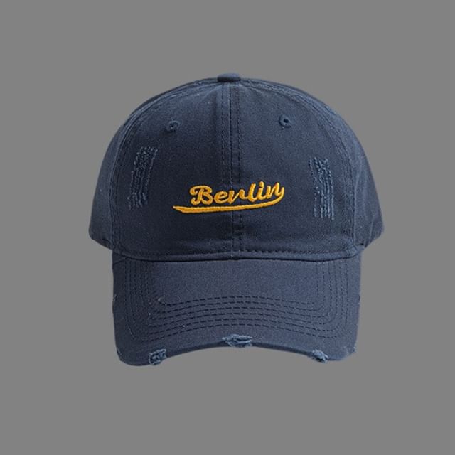 Cap Embroidered Letter Distressed