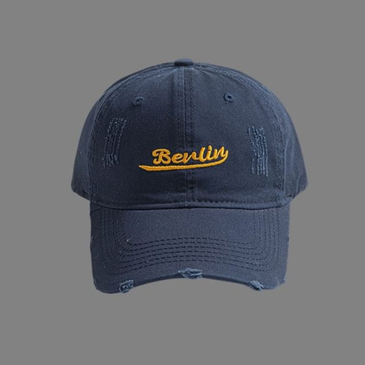 Cap Embroidered Letter Distressed