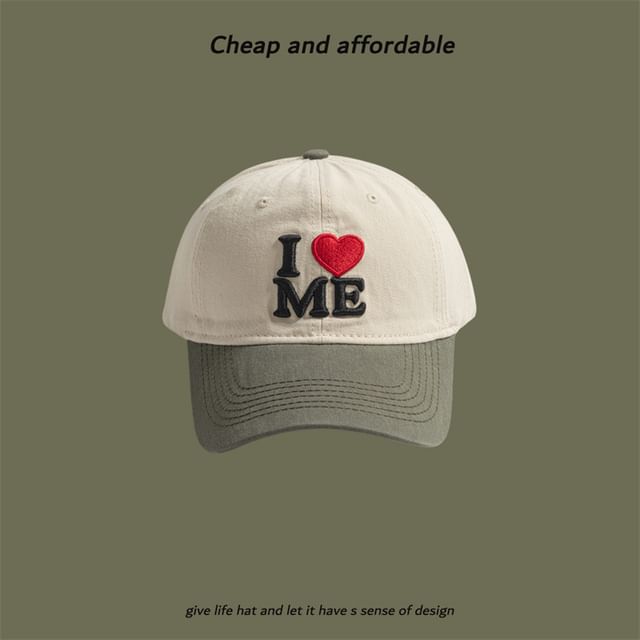 Heart Two-Tone Cap Embroidered