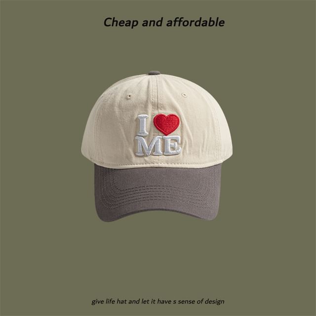 Heart Two-Tone Cap Embroidered