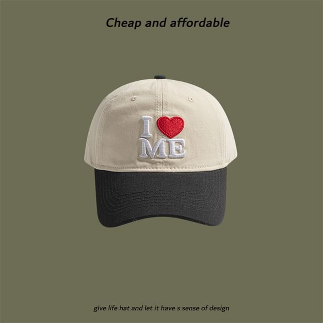 Heart Two-Tone Cap Embroidered