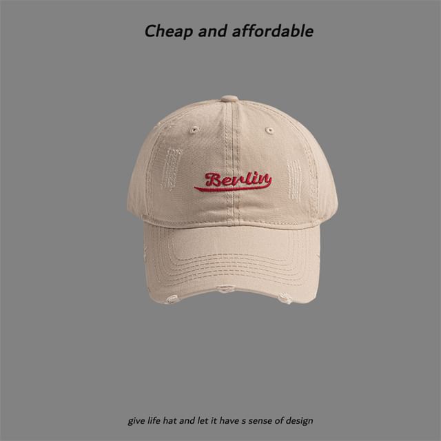 Cap Embroidered Letter Distressed