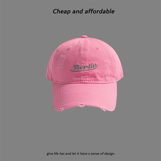 Cap Embroidered Letter Distressed