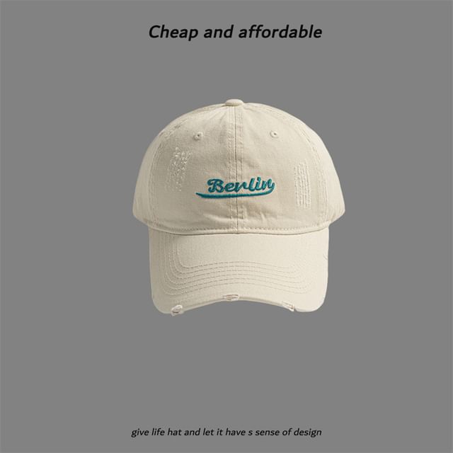 Cap Embroidered Letter Distressed
