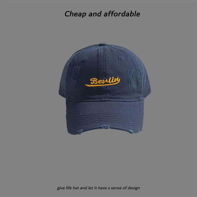 Cap Embroidered Letter Distressed