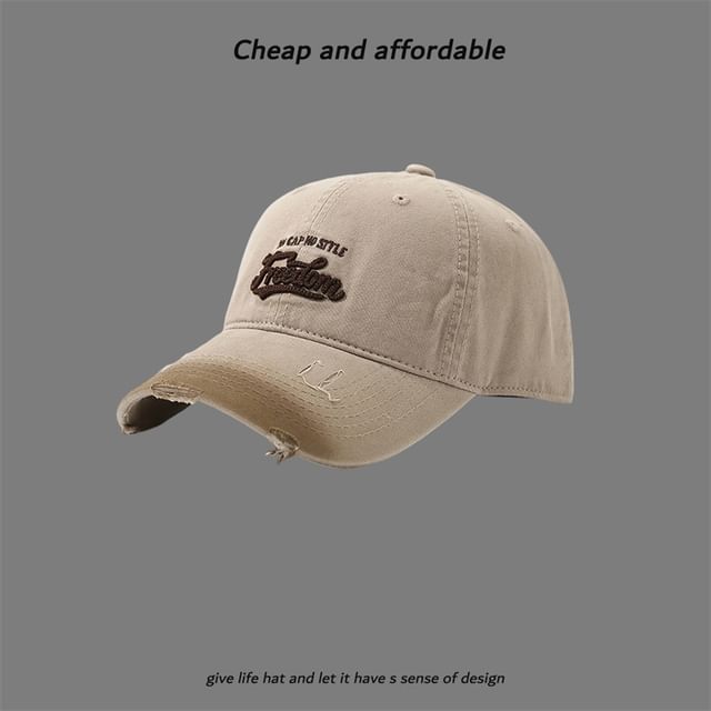 Washed Cap Letter Embroidered Distressed