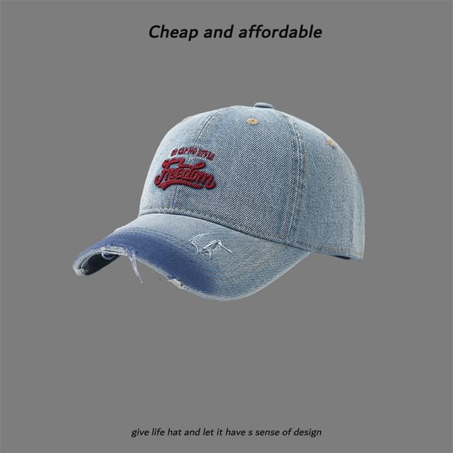 Washed Cap Letter Embroidered Distressed