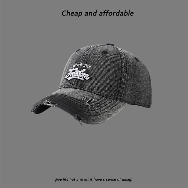 Washed Cap Letter Embroidered Distressed