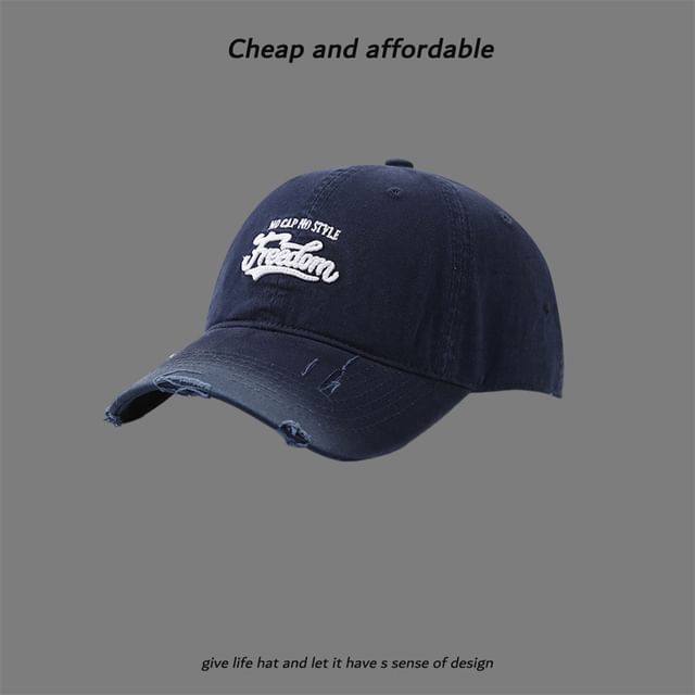 Washed Cap Letter Embroidered Distressed