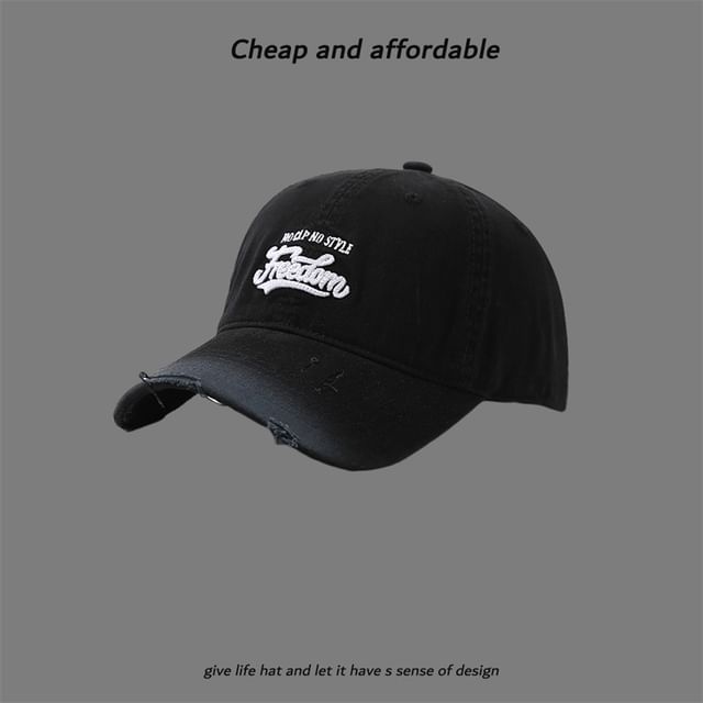 Washed Cap Letter Embroidered Distressed