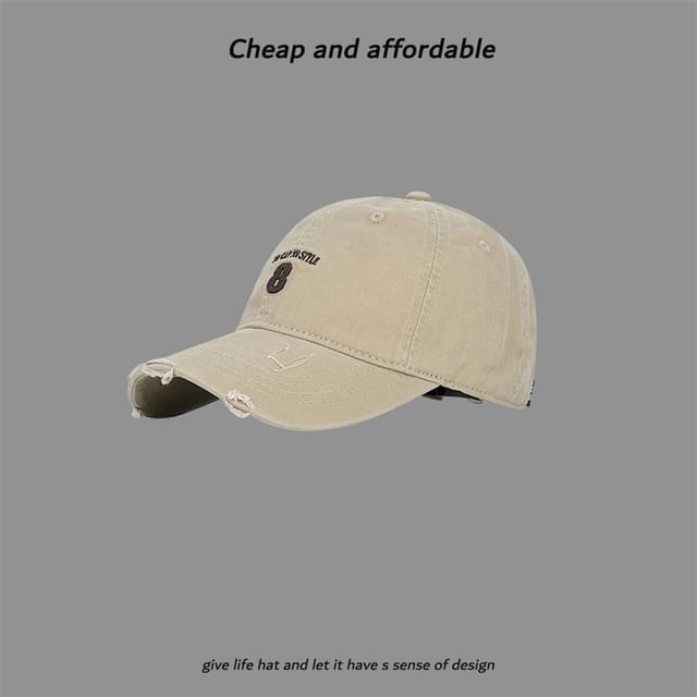 Distressed Cap Washed Embroidered Number