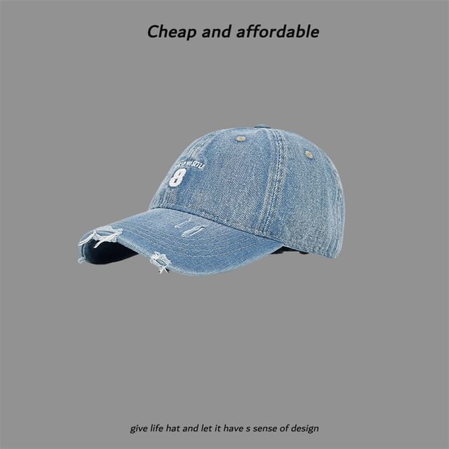 Distressed Cap Washed Embroidered Number