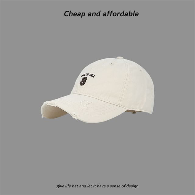 Distressed Cap Washed Embroidered Number