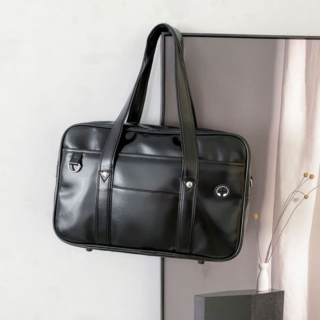 Leather Faux Tote Pocketed Bag