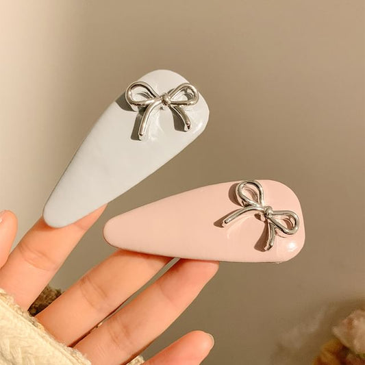 Hair Leather Bow Faux Clip