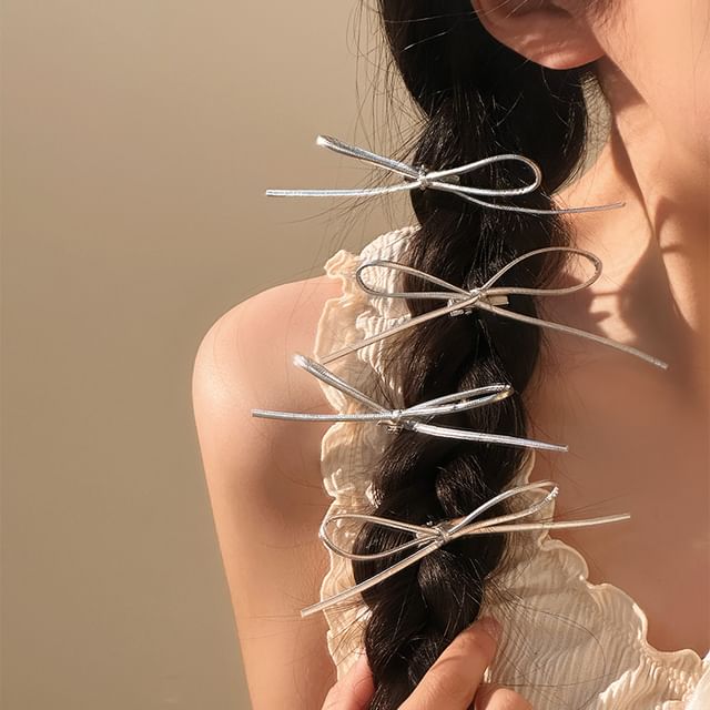Metallic Hair Bow Clip Set