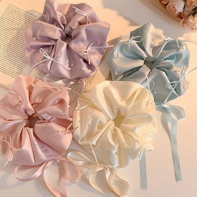 Scrunchie Plain Bow Satin