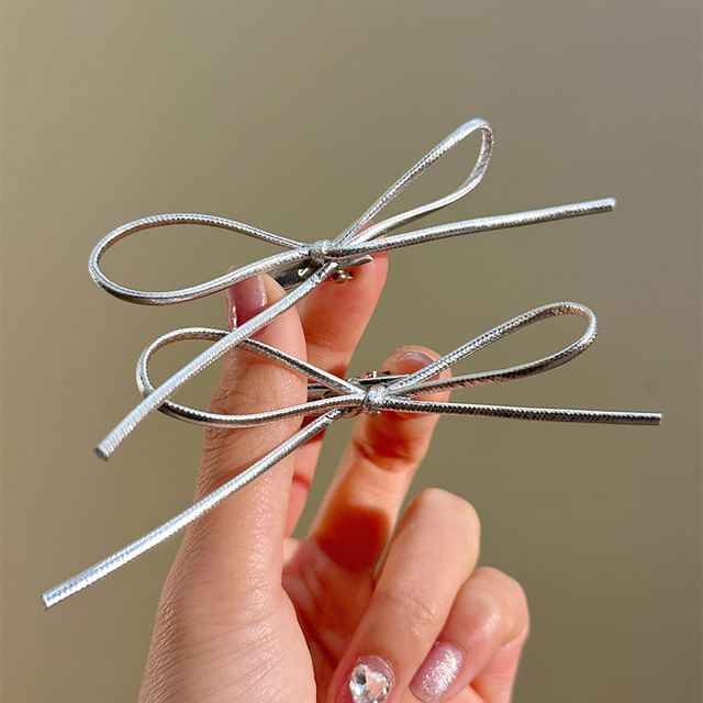 Metallic Hair Bow Clip Set