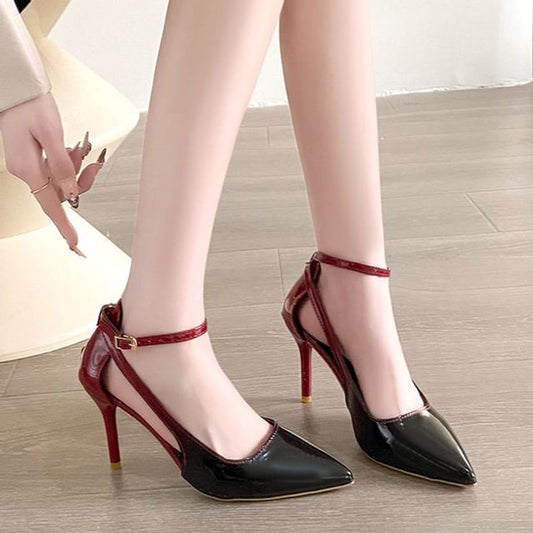 Ankle Strap Heel Pumps Stiletto Gradient D'Orsay