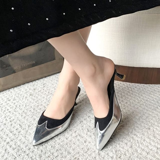 Pointed Tone Mules Heel Stiletto Two Toe