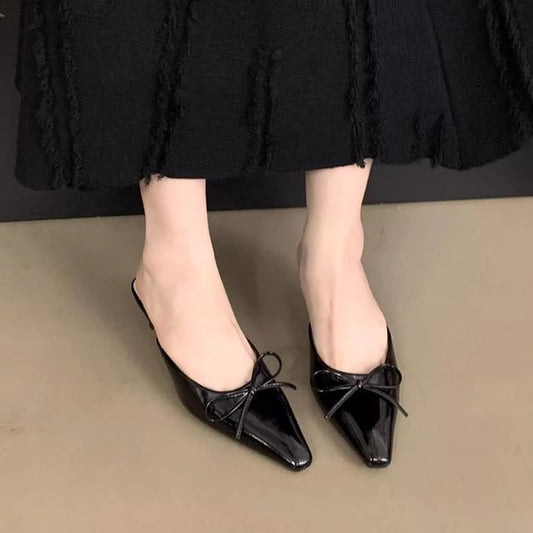 Stiletto Toe Heel Pointed Mules Bow