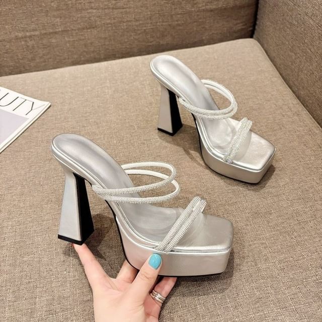 Rhinestone Platform High Heel Sandals