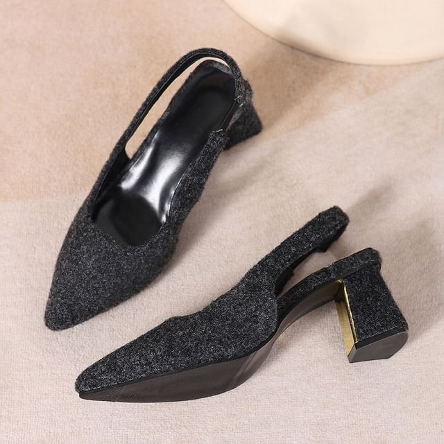 Heel Toe Block Pumps Slingback Pointed