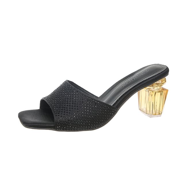 Plain Block Sandals Slide Heel