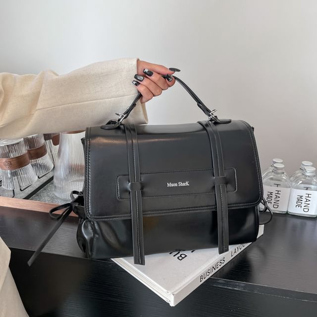 Lettering Faux Backpack Leather